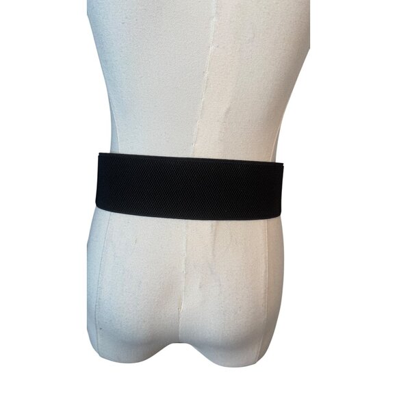 NEW 2/$30 Vintage Style Black/Silver Rose Rhinestone Stretch Belt Snap Closure - Picture 8 of 9